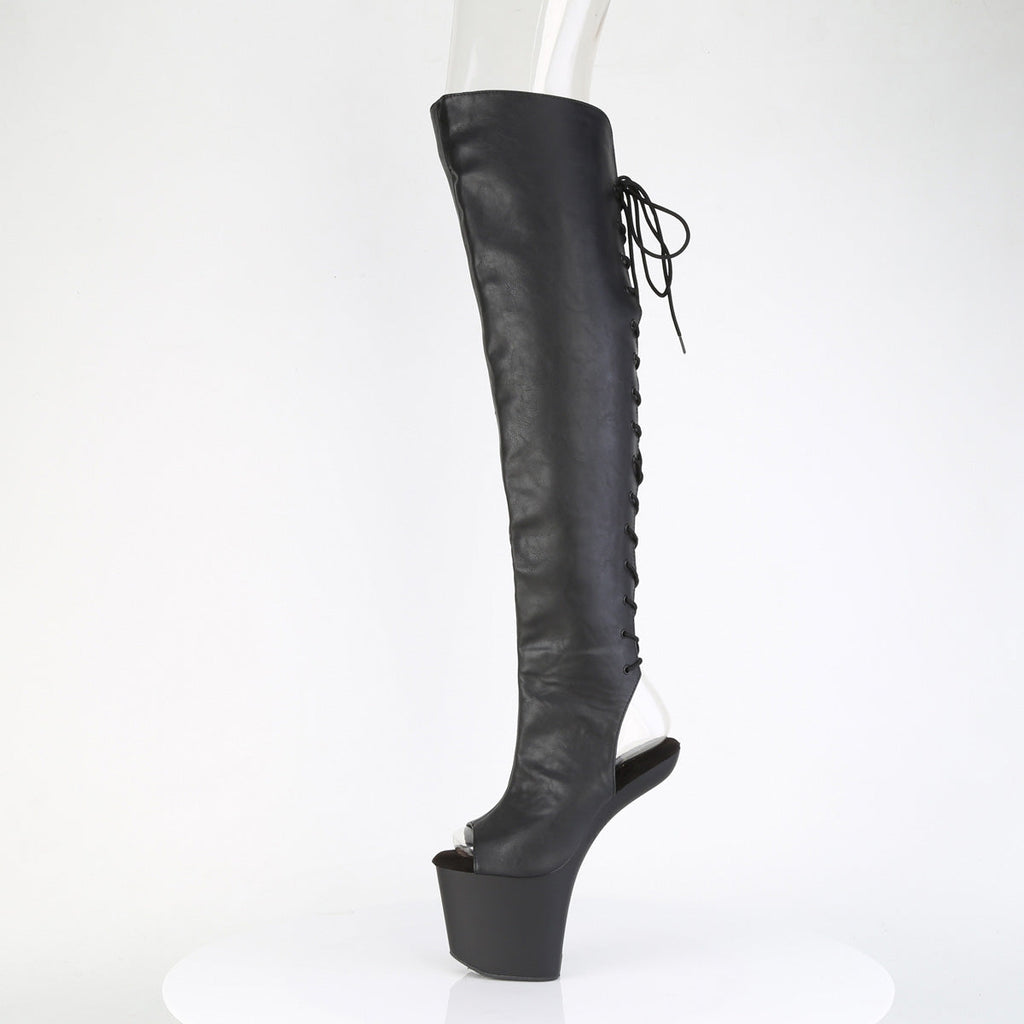 Pleaser Women's Platform Shoes CRAZE-3019 Blk Faux Leather/Blk Matte
