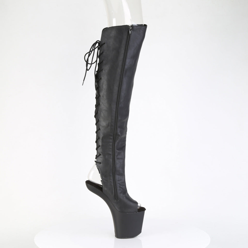 Pleaser Women's Platform Shoes CRAZE-3019 Blk Faux Leather/Blk Matte