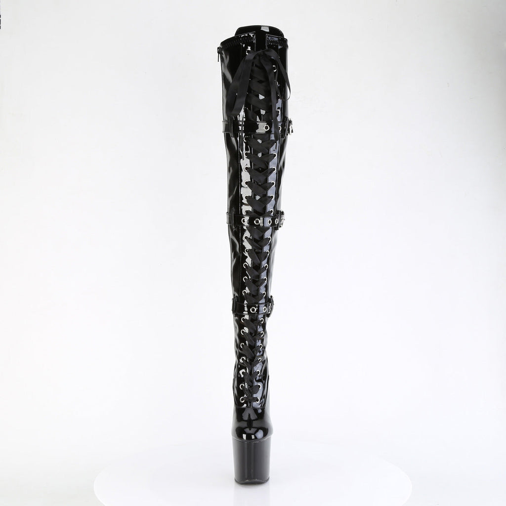 Pleaser  Boots CRAZE-3028 Blk Str. Pat/Blk