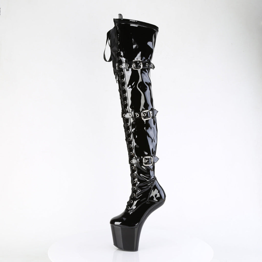 Pleaser  Boots CRAZE-3028 Blk Str. Pat/Blk