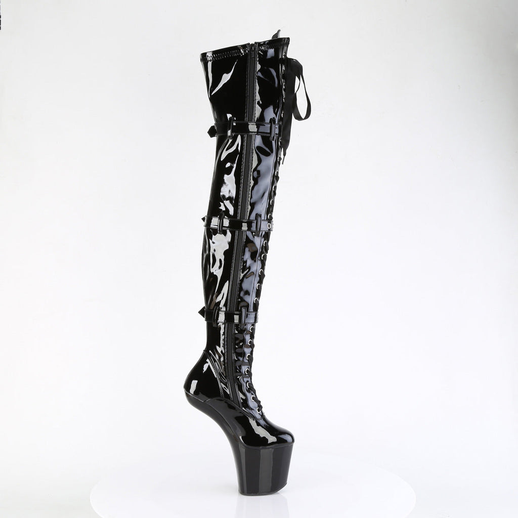 Pleaser  Boots CRAZE-3028 Blk Str. Pat/Blk