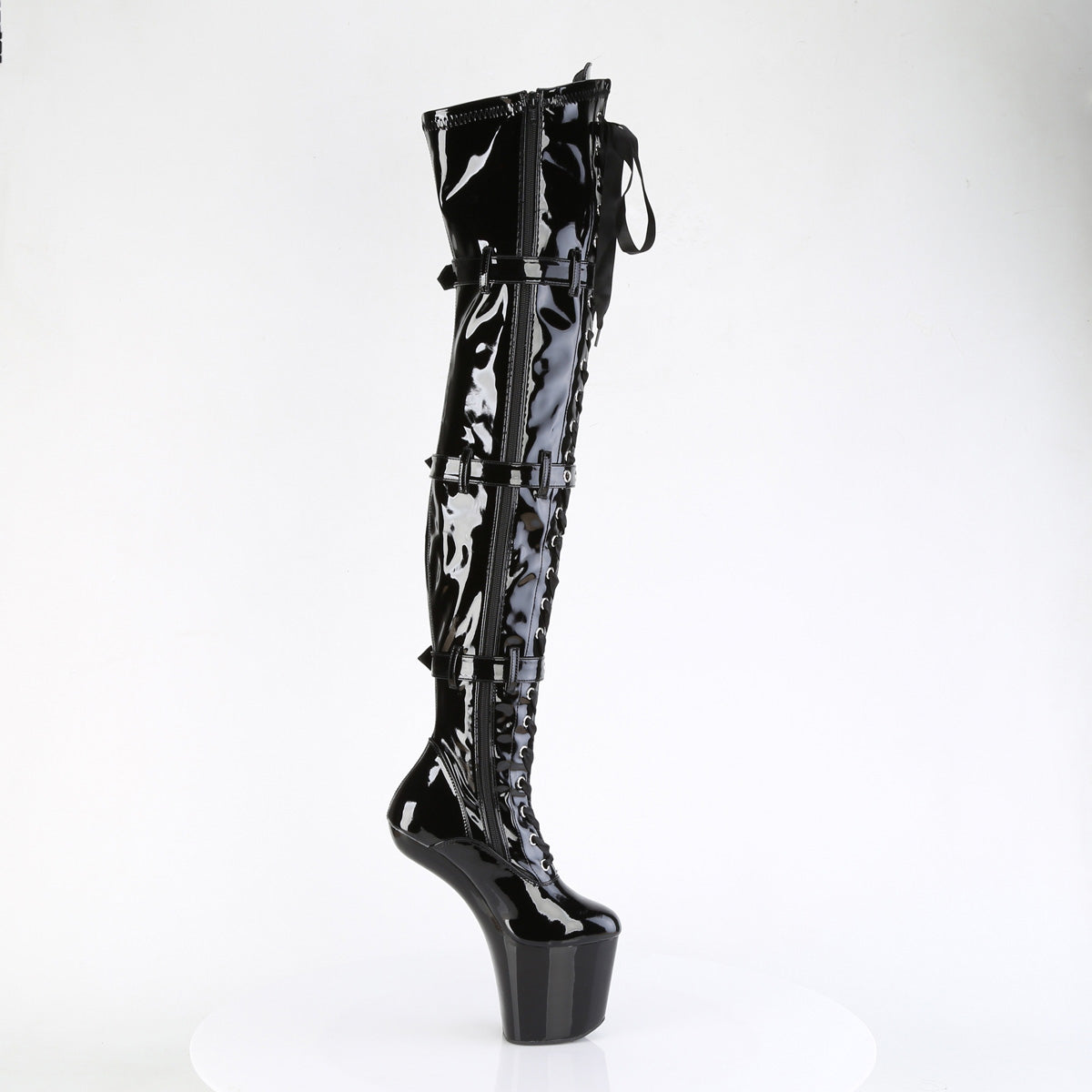 Pleaser  Boots CRAZE-3028 Blk Str. Pat/Blk