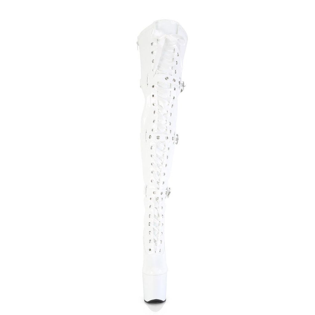 Pleaser Women's Platform Shoes CRAZE-3028 Wht Str. Pat/Wht