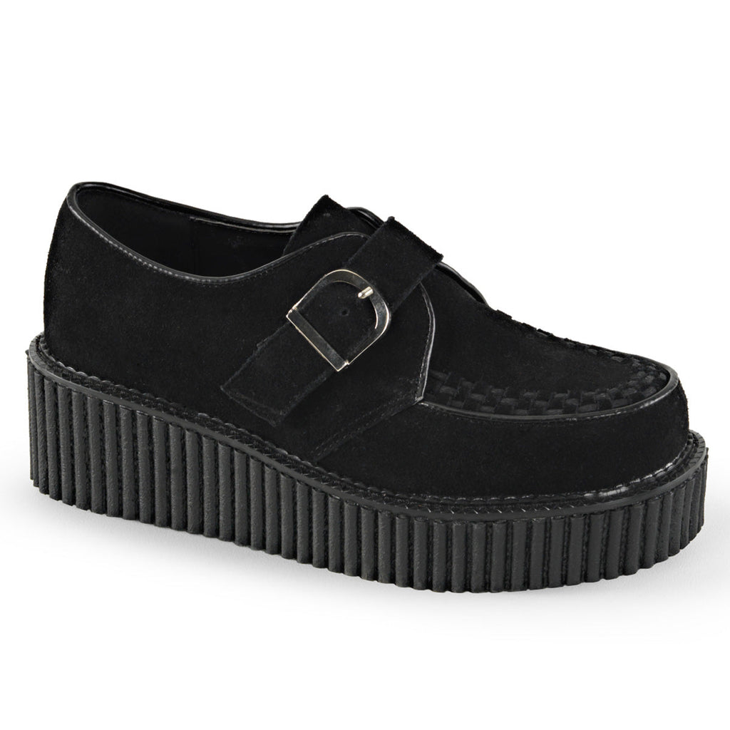 DemoniaCult Womens Low Shoe CREEPER-118 Blk Vegan Suede