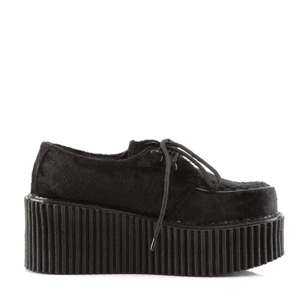 DemoniaCult Womens Low Shoe CREEPER-202 Blk Fur