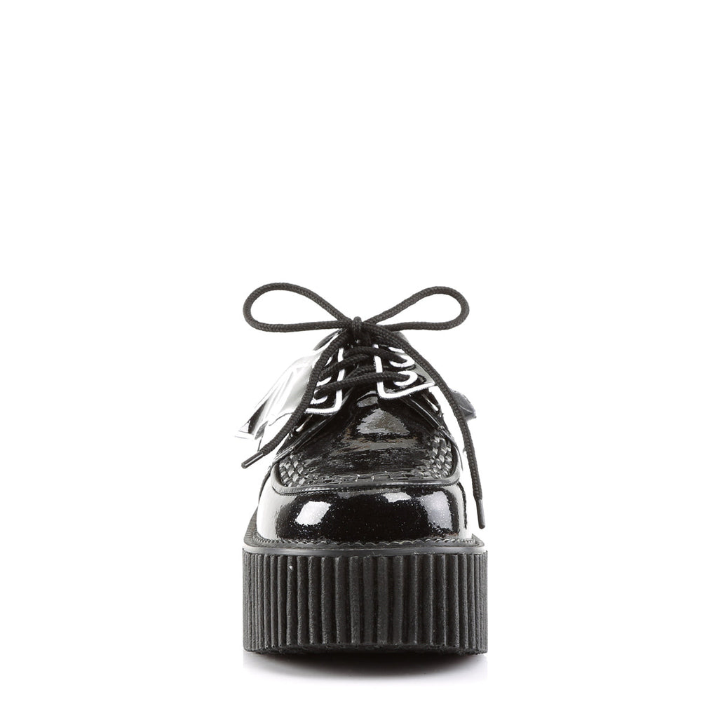DemoniaCult Womens Low Shoe CREEPER-205 Blk Glitter Vinyl