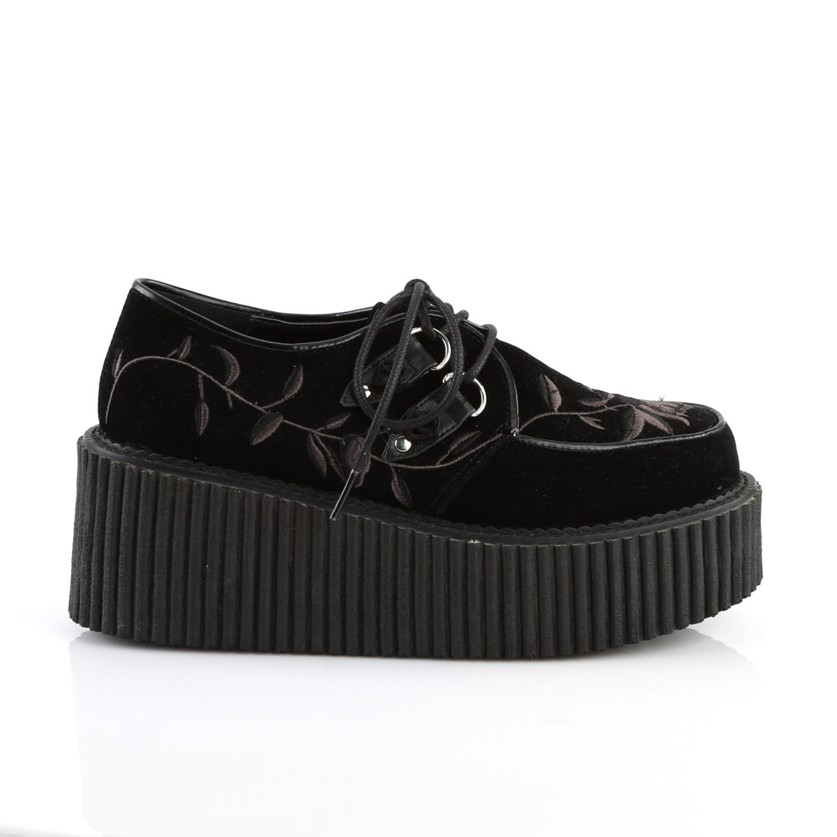DemoniaCult Womens Low Shoe CREEPER-219 Blk Velvet