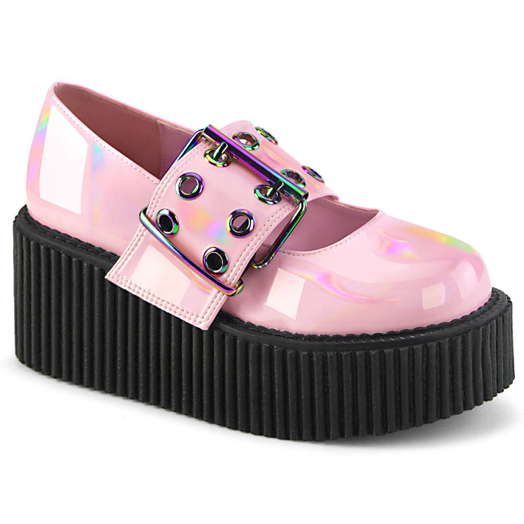 DemoniaCult  Low Shoe CREEPER-230 B. Pink Holo Pat
