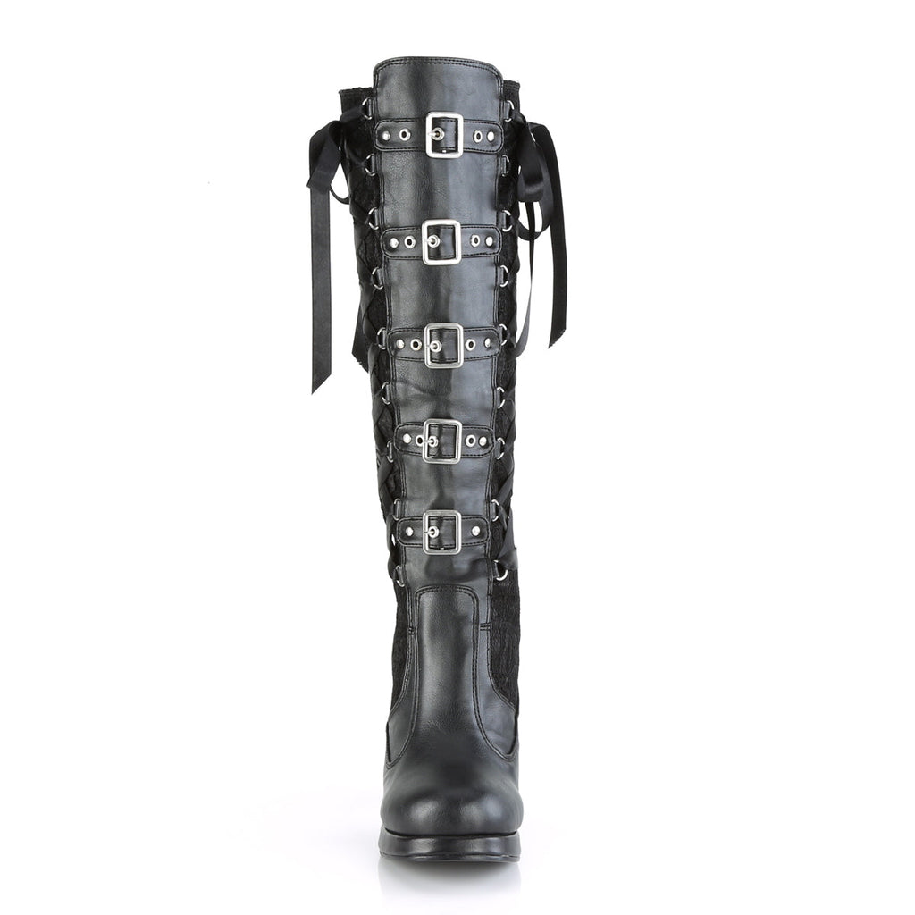 DemoniaCult Womens Boots CRYPTO-106 Blk Vegan Leather-Lace
