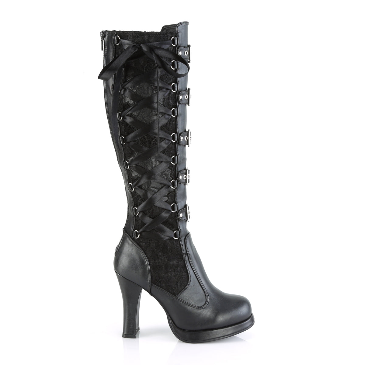 DemoniaCult Womens Boots CRYPTO-106 Blk Vegan Leather-Lace