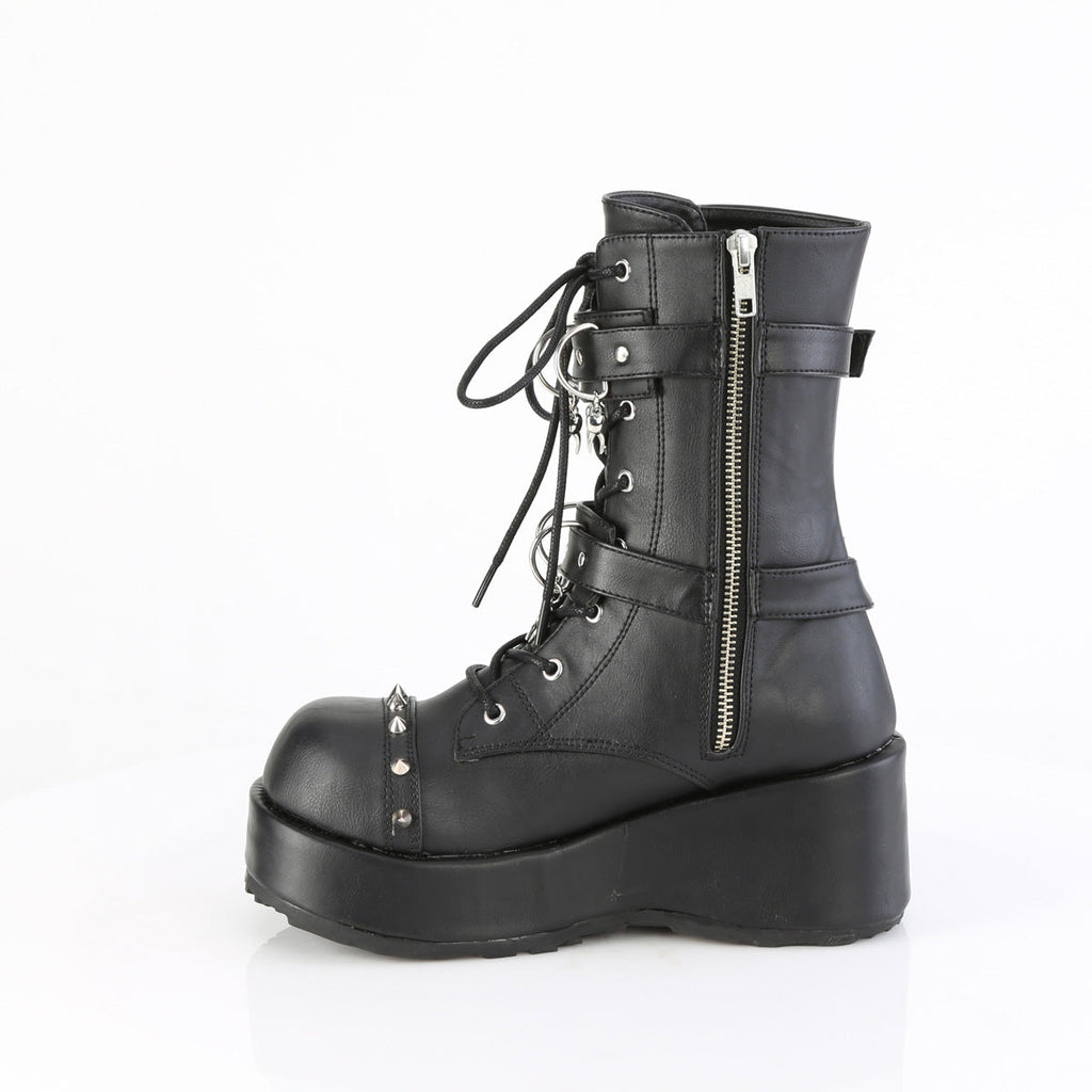 DemoniaCult Women's Ankle Boots CUBBY-54 Blk Vegan Leather