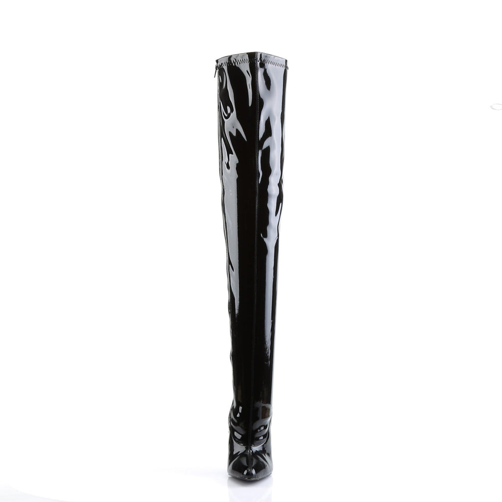 Devious Womens Boots DAGGER-3000 Blk Stretch Pat