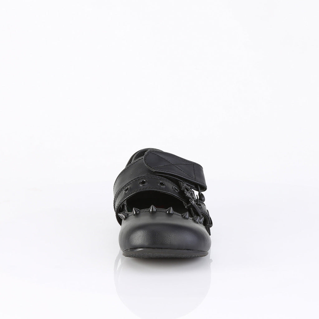 DemoniaCult Women's Flats DAISY-08 Blk Vegan Leather