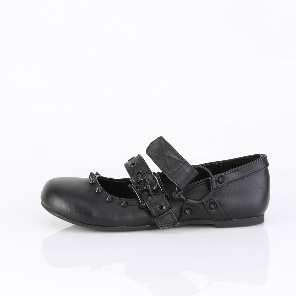 DemoniaCult Women's Flats DAISY-08 Blk Vegan Leather