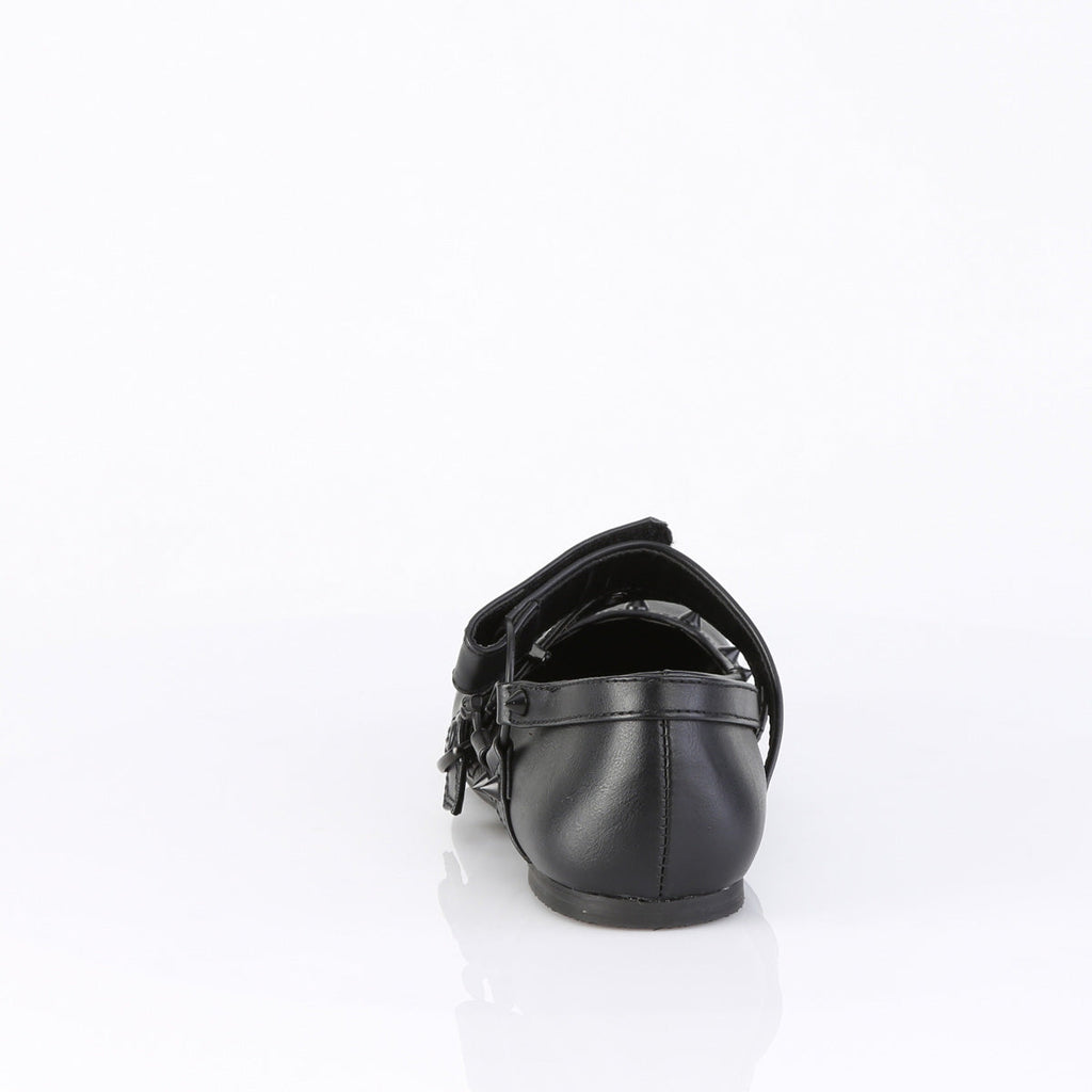 DemoniaCult Women's Flats DAISY-08 Blk Vegan Leather