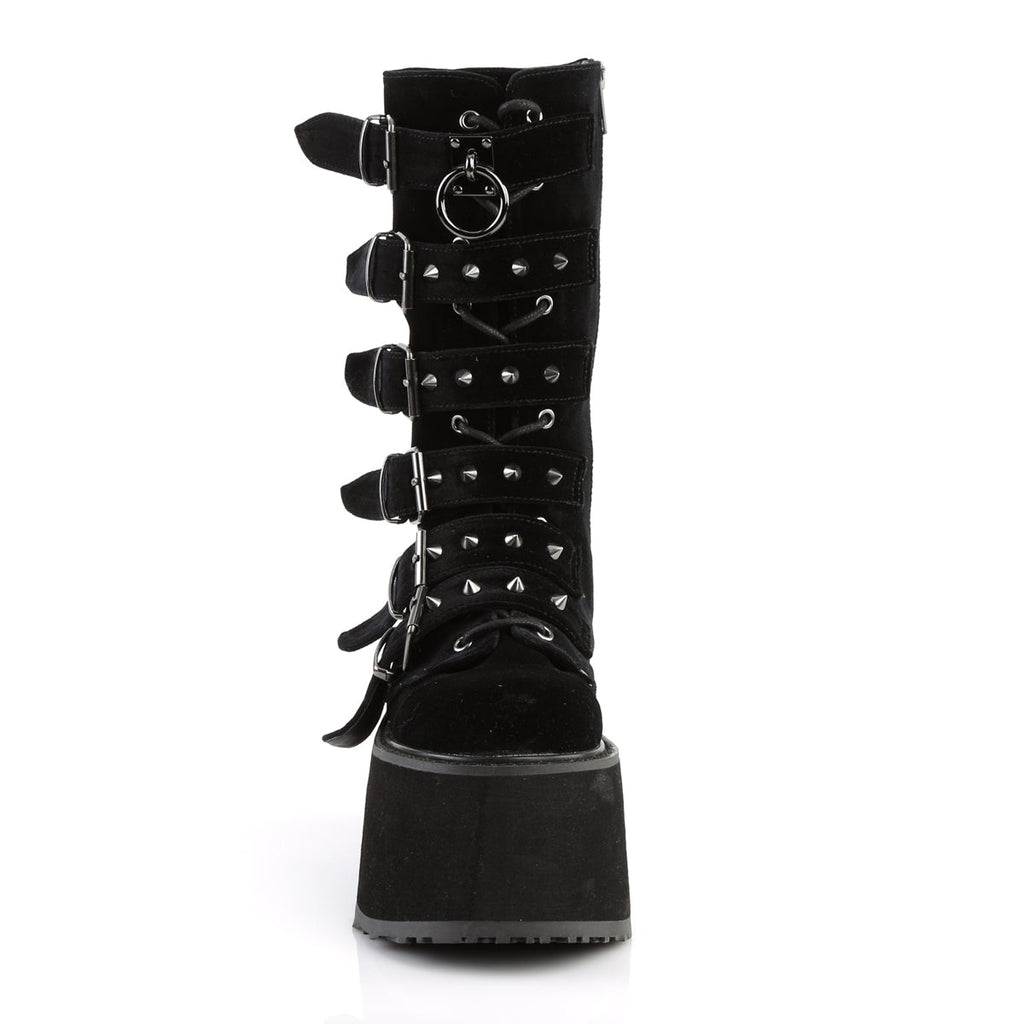 DemoniaCult Women's Mid-Calf & Knee High Boots DAMNED-225 Blk Velvet