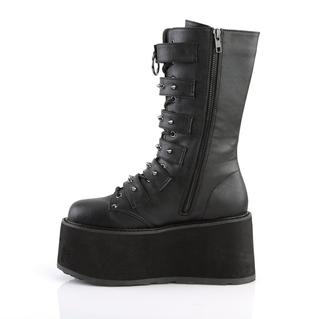 DemoniaCult Womens Boots DAMNED-225 Blk Vegan Leather