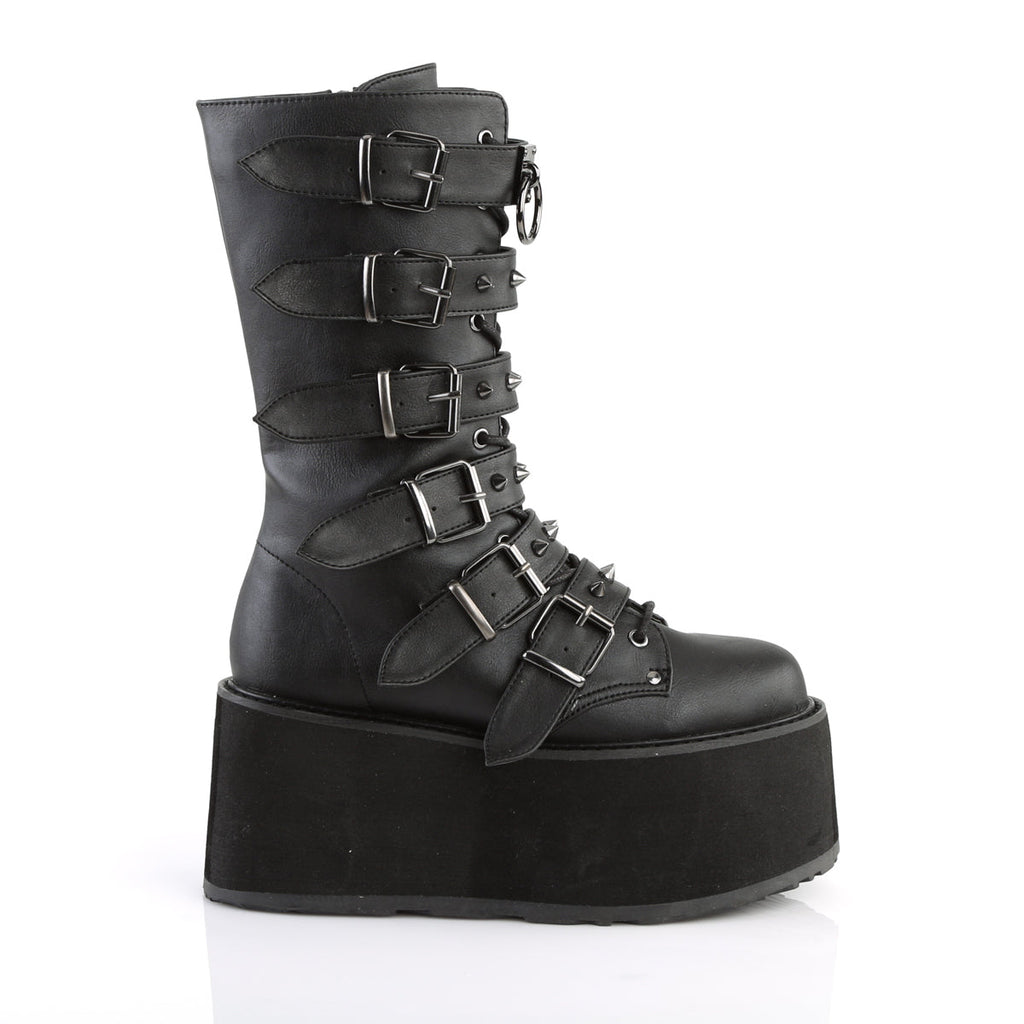 DemoniaCult Womens Boots DAMNED-225 Blk Vegan Leather