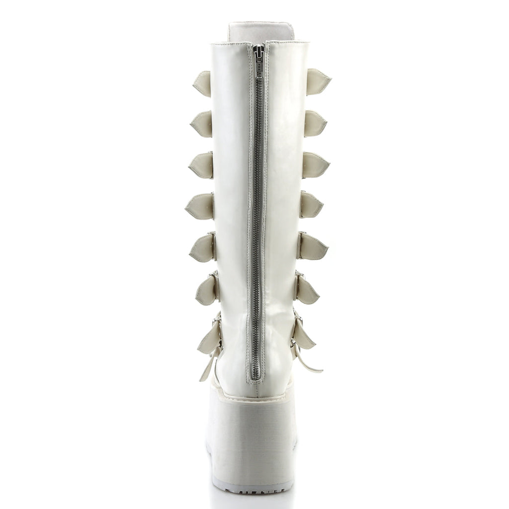 DemoniaCult Womens Boots DAMNED-318 Wht Vegan Leather