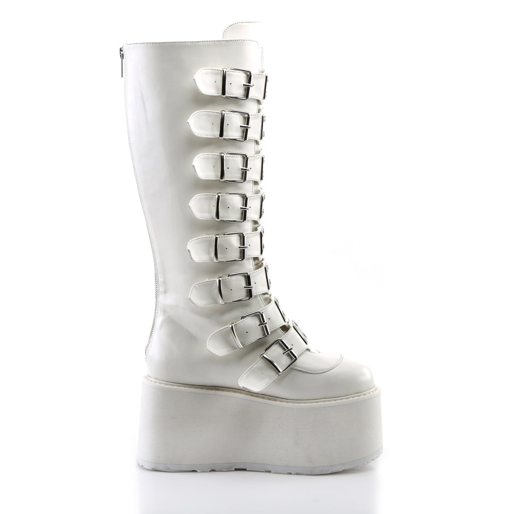 DemoniaCult Womens Boots DAMNED-318 Wht Vegan Leather