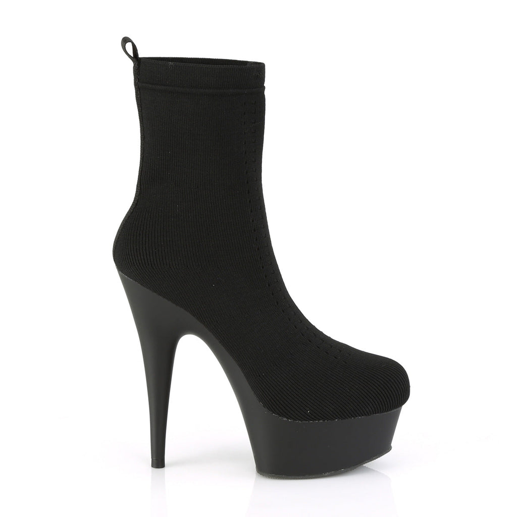 Pleaser Womens Ankle Boots DELIGHT-1002-1 Blk Stretch Knit Fabric/Blk Matte