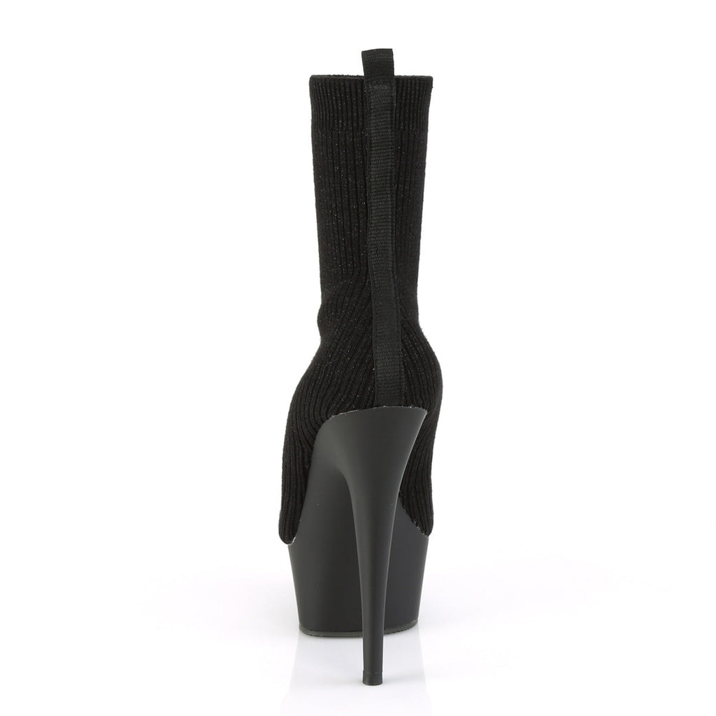Pleaser Womens Ankle Boots DELIGHT-1002-2 Blk Stretch Knit Fabric/Blk Matte