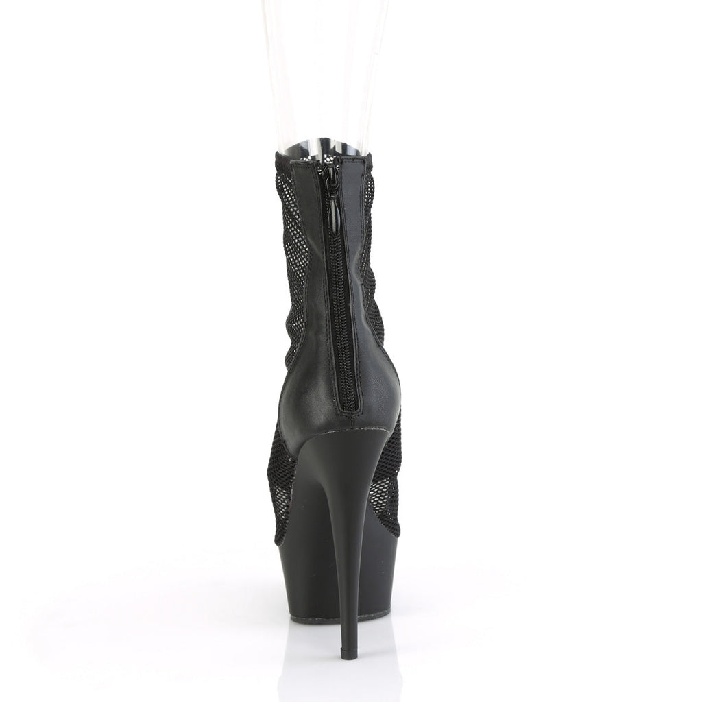 Pleaser   DELIGHT-1006 Blk Faux Leather-Mesh/Blk Matte