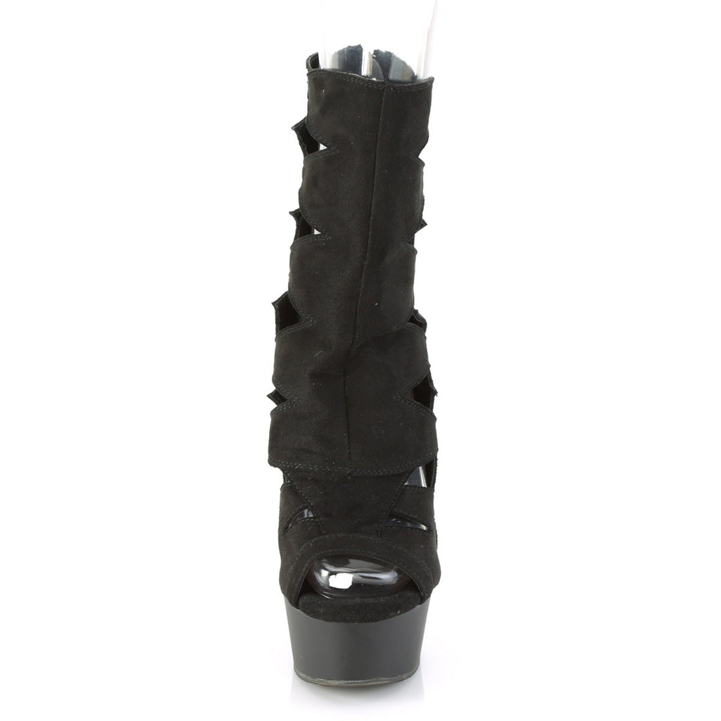 Pleaser Womens Ankle Boots DELIGHT-1014 Blk Faux Suede/Blk Matte