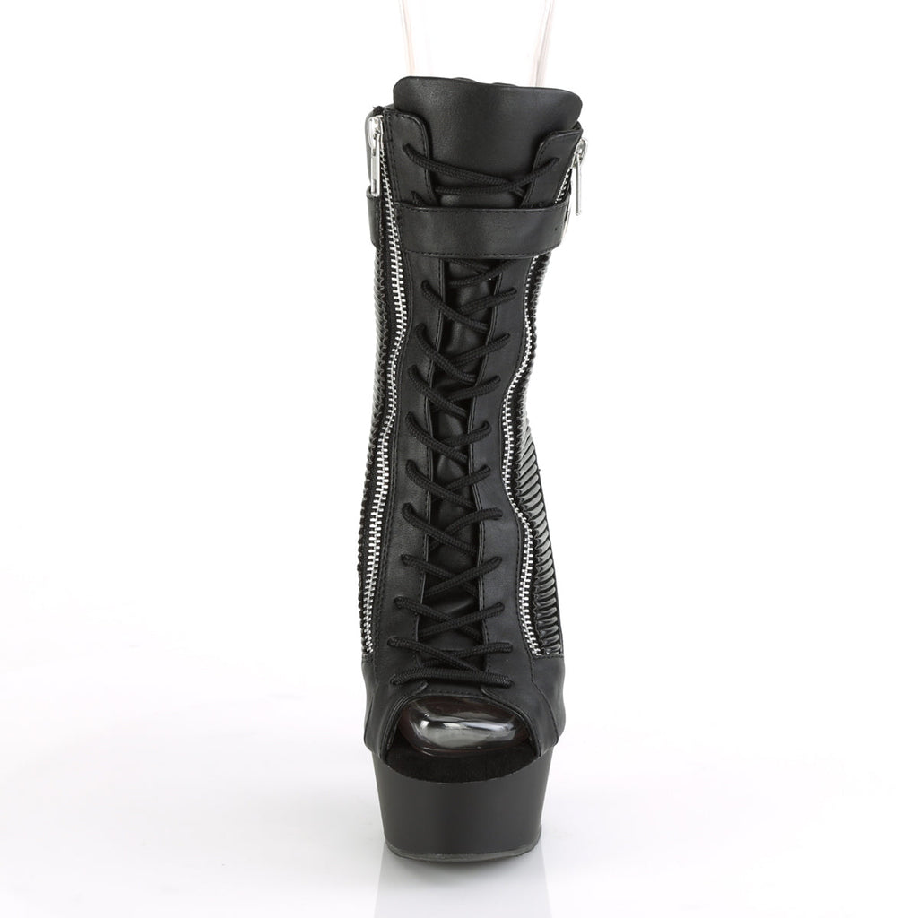 Pleaser Womens Ankle Boots DELIGHT-1016-1 Blk Faux Leather/Blk Matte