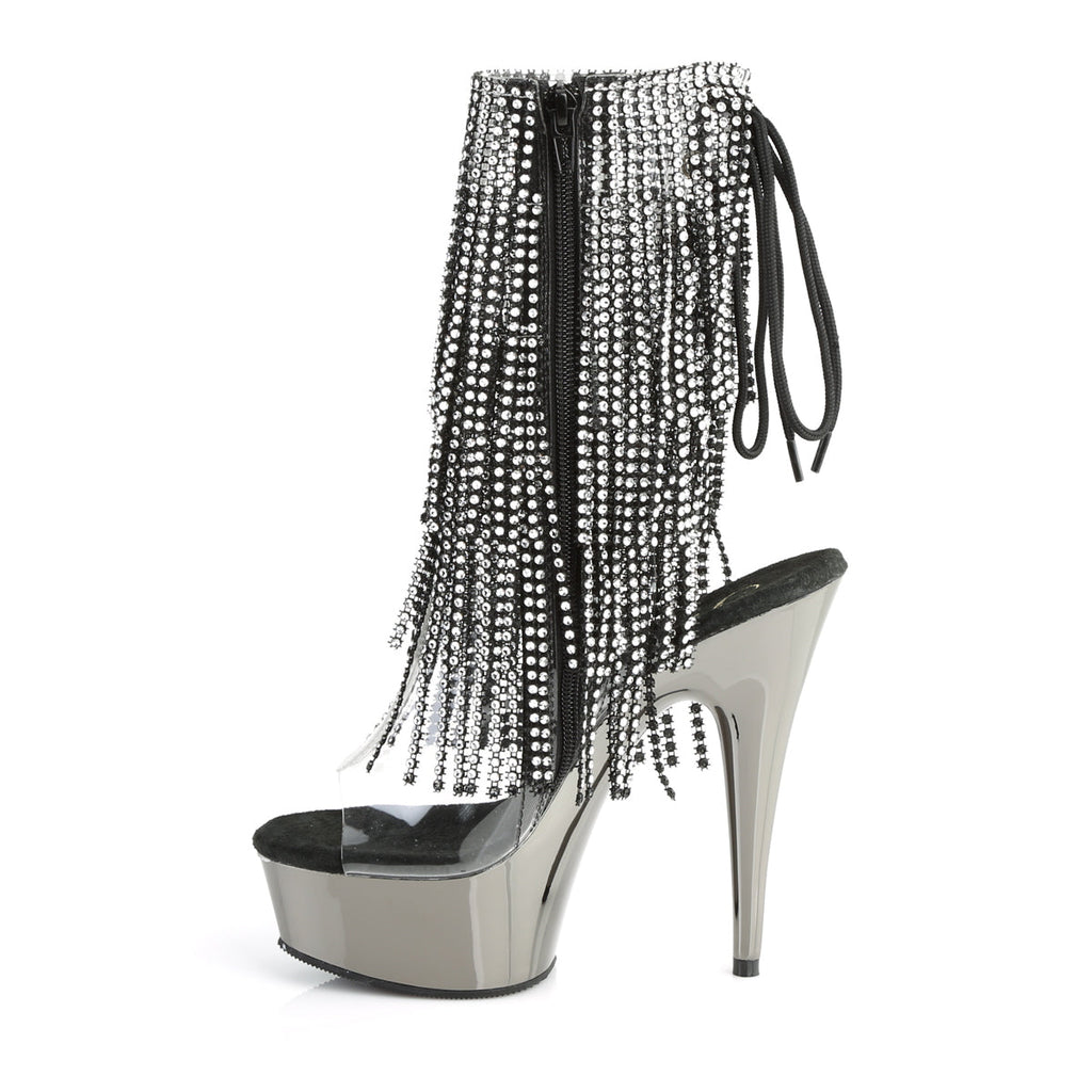 Pleaser Womens Ankle Boots DELIGHT-1017RSF Clr-Blk/Dark Pewter Chrome