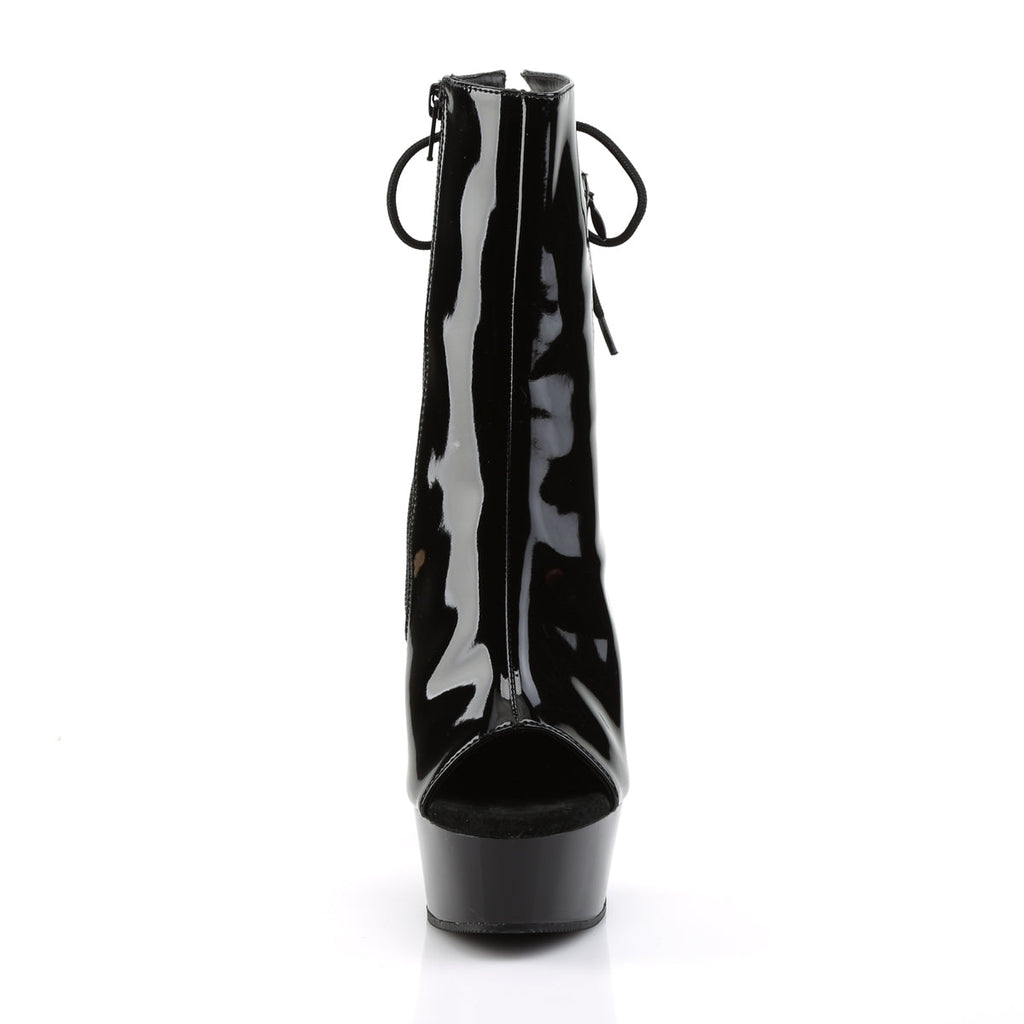 Pleaser Womens Ankle Boots DELIGHT-1018 Blk Pat/Blk