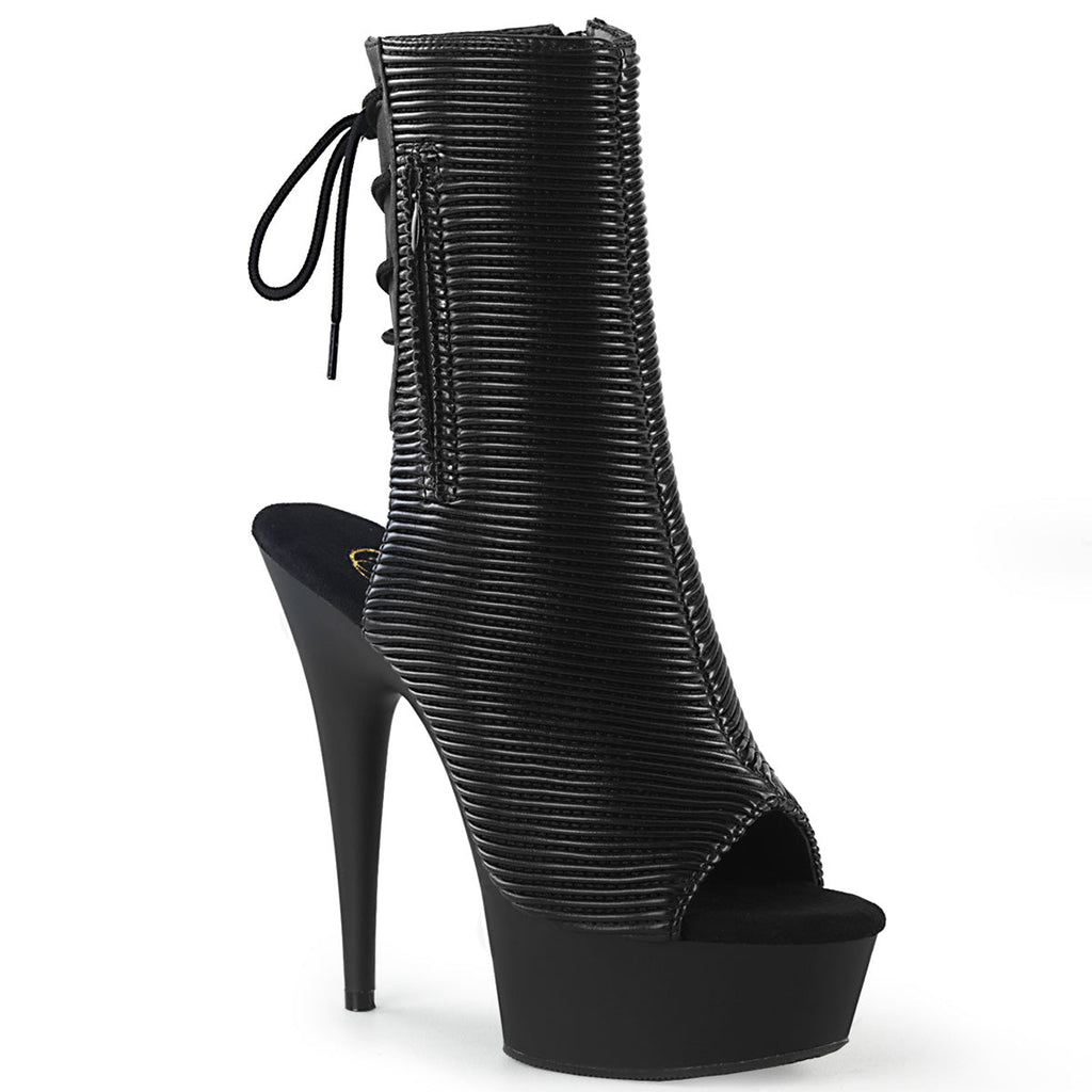 Pleaser Womens Ankle Boots DELIGHT-1018 Blk Quilted Faux Leather/Blk Matte