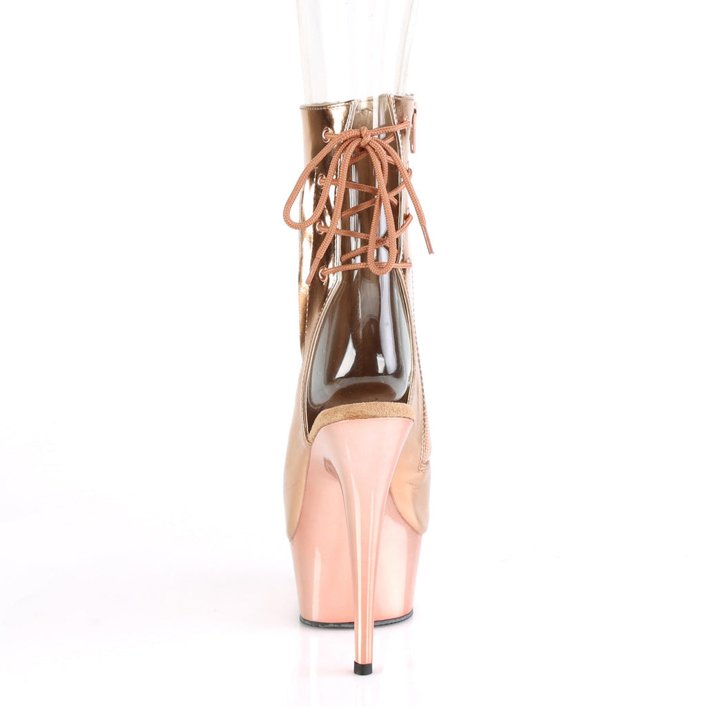 Pleaser Womens Ankle Boots DELIGHT-1018 Rose Gold Metallic Pu/Rose Gold Chrome
