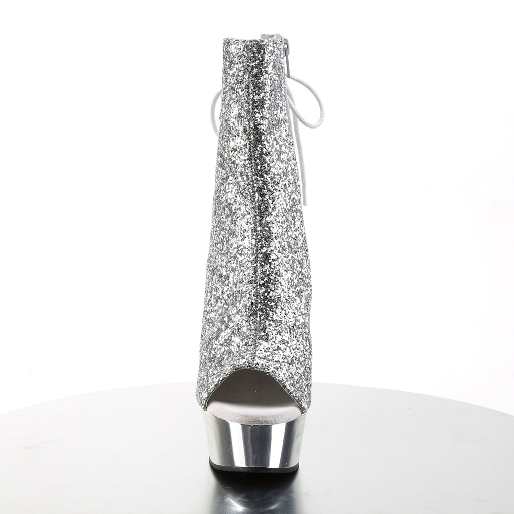 Pleaser Womens Ankle Boots DELIGHT-1018G Slv Gltr/Slv Chrome