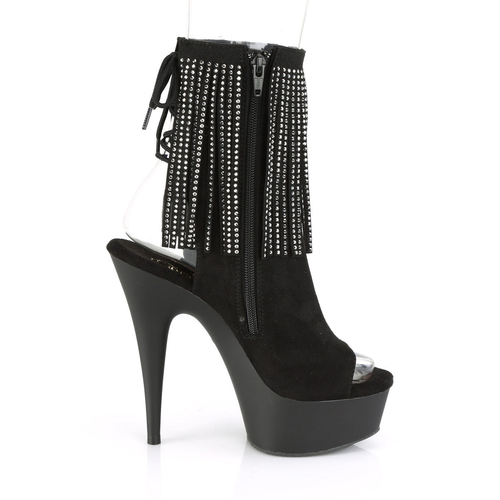 Pleaser Womens Ankle Boots DELIGHT-1018RSF Blk Faux Suede/Blk Matte