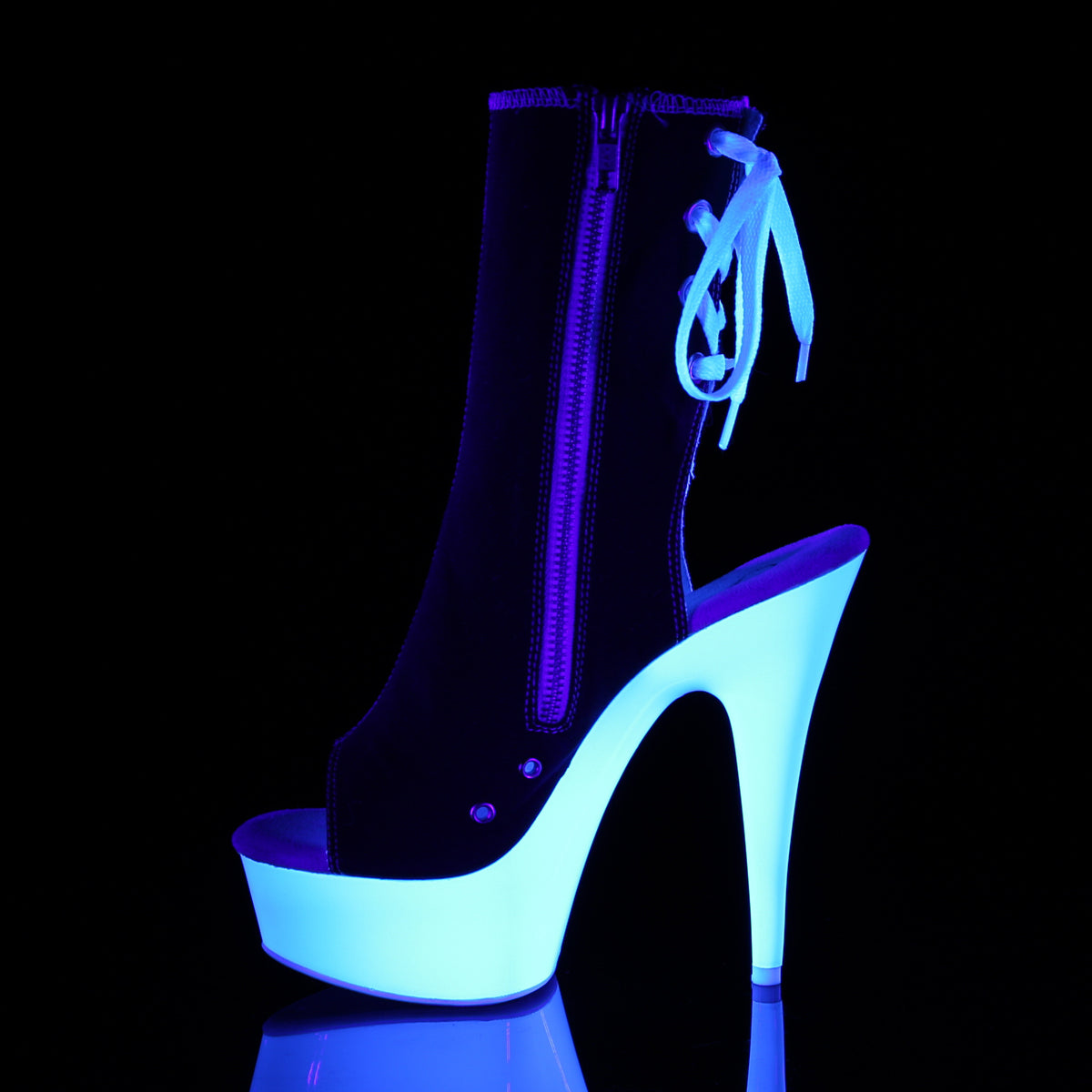 Pleaser Womens Ankle Boots DELIGHT-1018SK Blk Canvas/Neon White