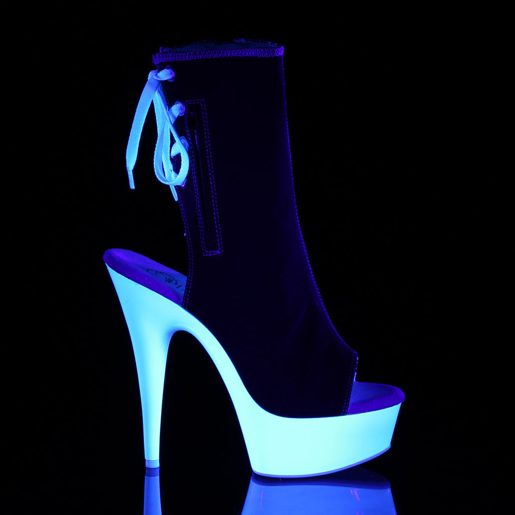 Pleaser Womens Ankle Boots DELIGHT-1018SK Blk Canvas/Neon White