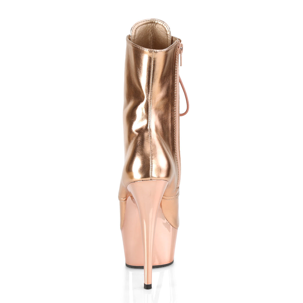 Pleaser Womens Ankle Boots DELIGHT-1020 Rose Gold Metallic Pu/Rose Gold Chrome