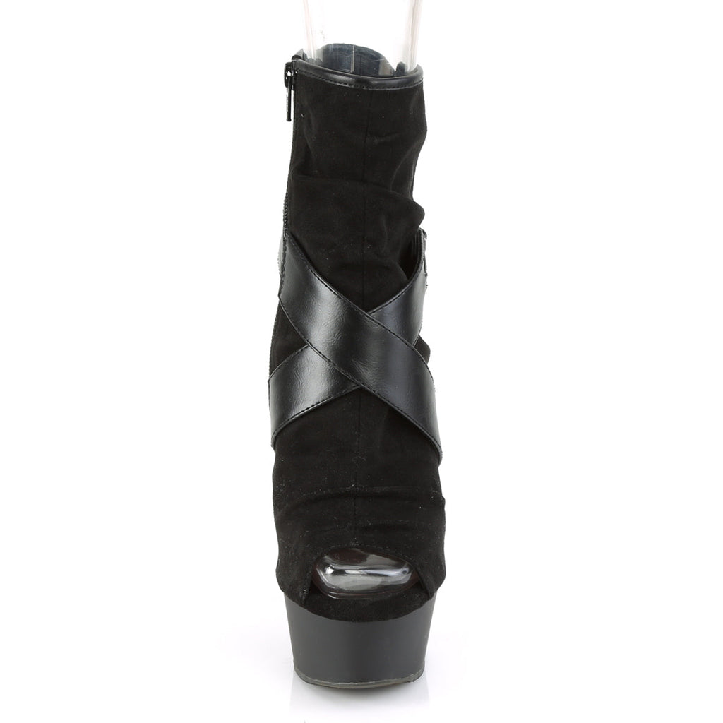 Pleaser Womens Ankle Boots DELIGHT-1034 Blk Faux Suede-Faux Leather/Blk Matte