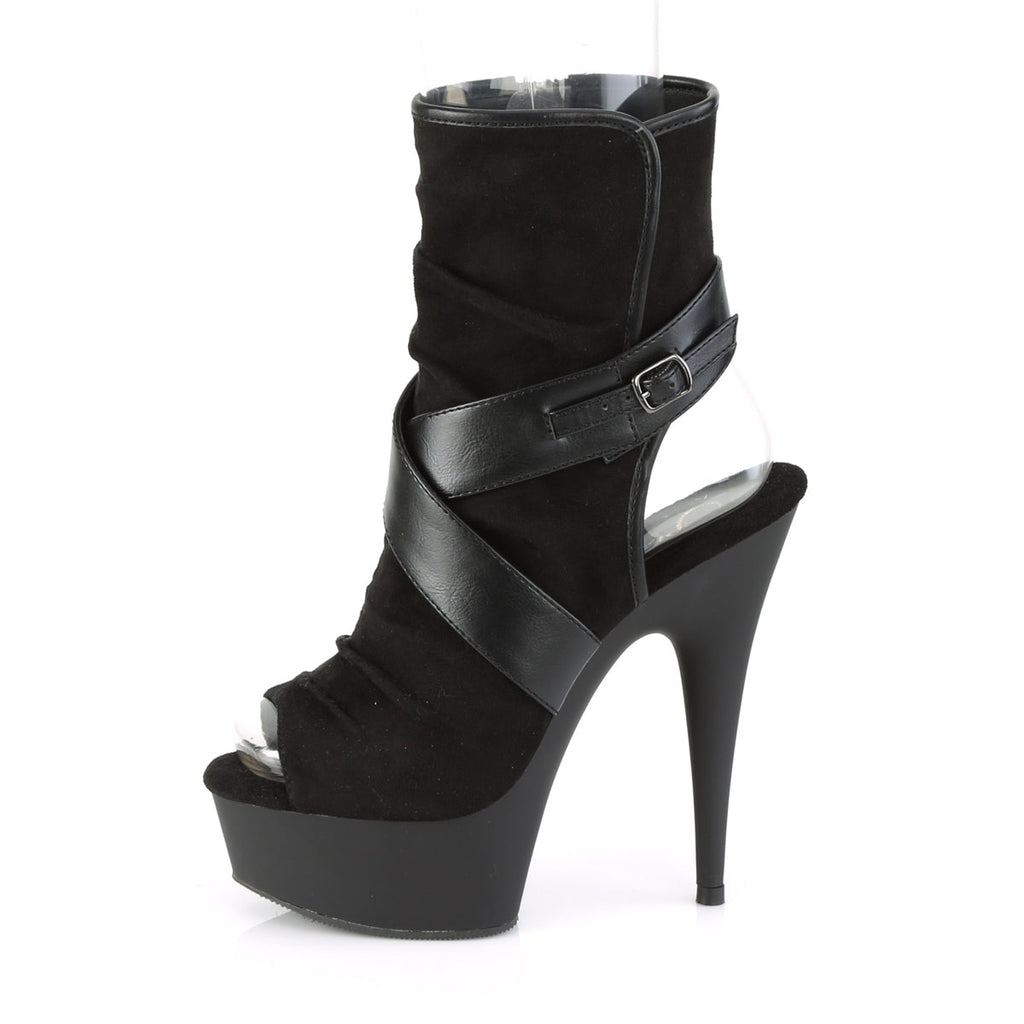 Pleaser Womens Ankle Boots DELIGHT-1034 Blk Faux Suede-Faux Leather/Blk Matte