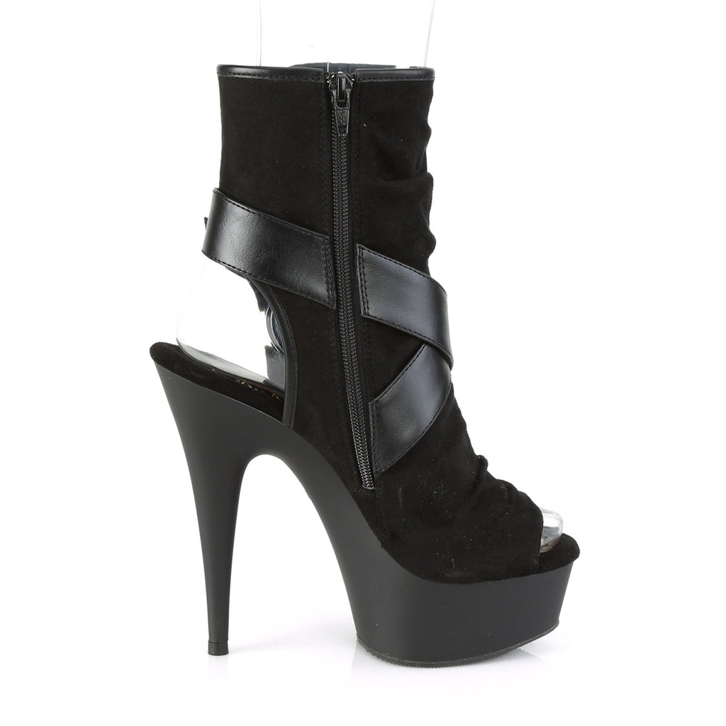 Pleaser Womens Ankle Boots DELIGHT-1034 Blk Faux Suede-Faux Leather/Blk Matte