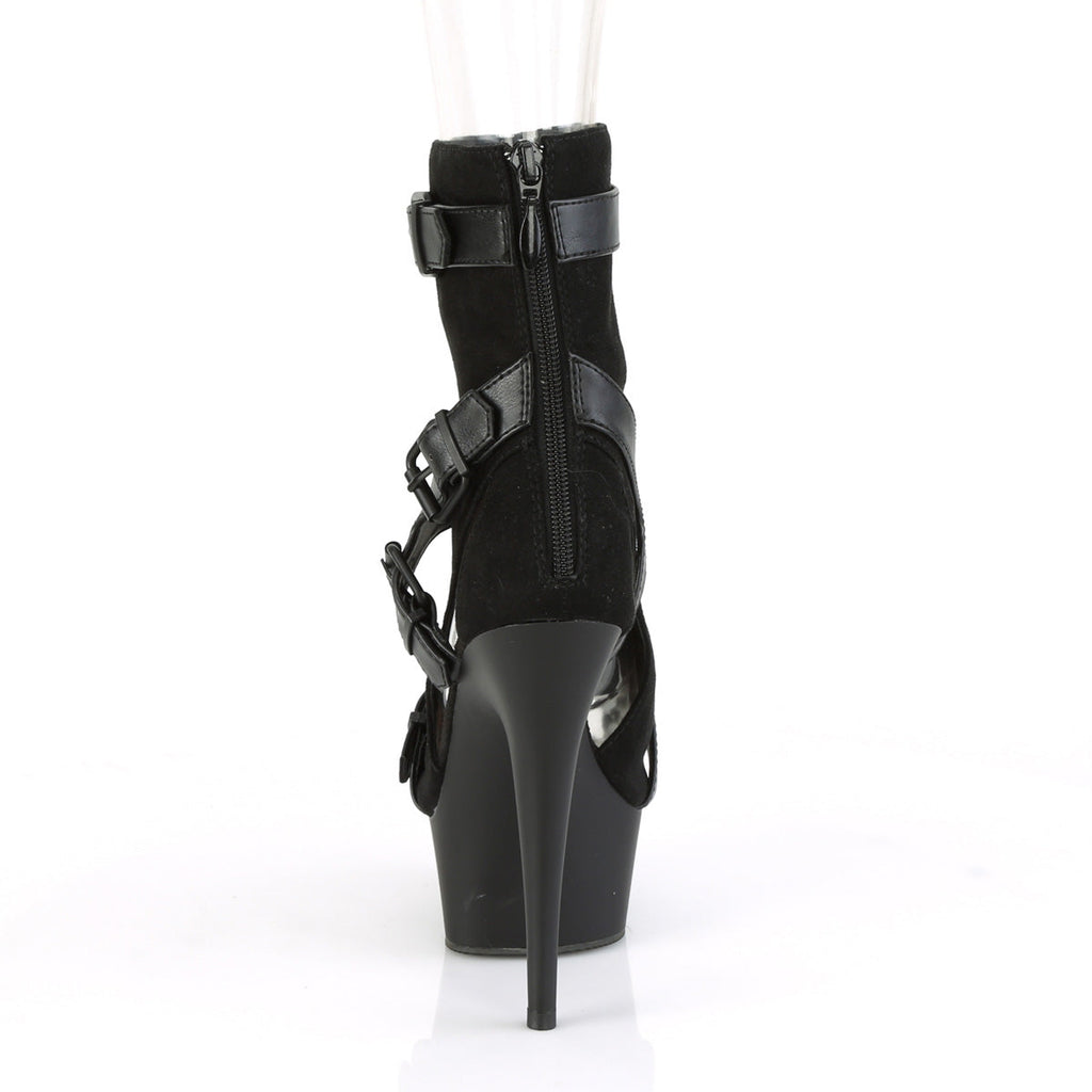 Pleaser Womens Ankle Boots DELIGHT-1037 Blk Faux Suede-Faux Leather/Blk Matte