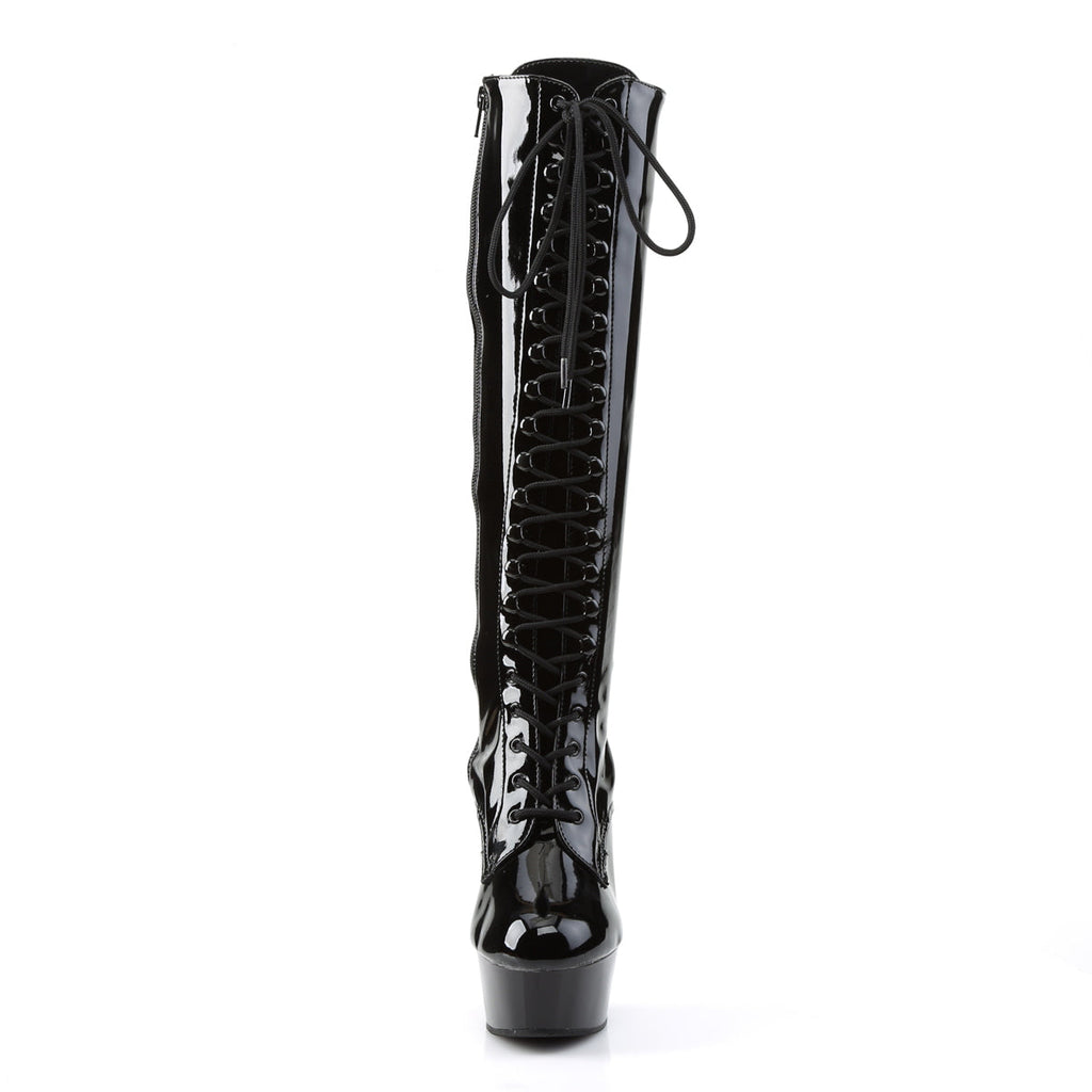 Pleaser Womens Boots DELIGHT-2023 Blk Str Pat/Blk