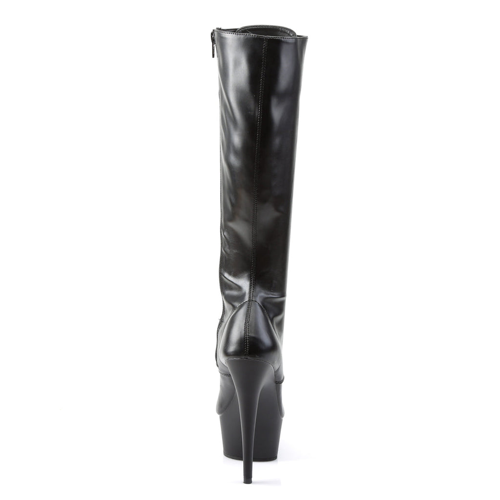 Pleaser Womens Boots DELIGHT-2023 Blk Str Faux Leather/Blk Matte