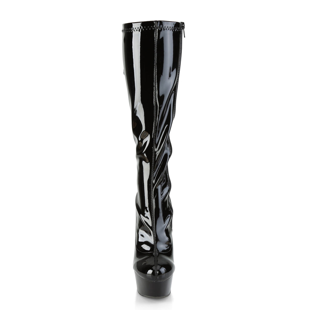 Pleaser Womens Boots DELIGHT-2029 Blk Str. Pat/Blk