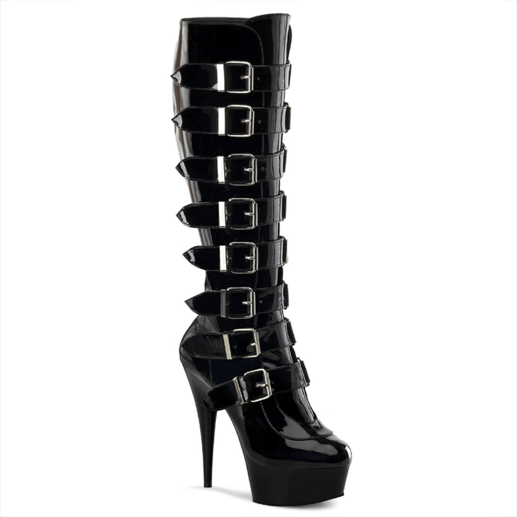 Pleaser Womens Boots DELIGHT-2049 Blk Pat/Blk