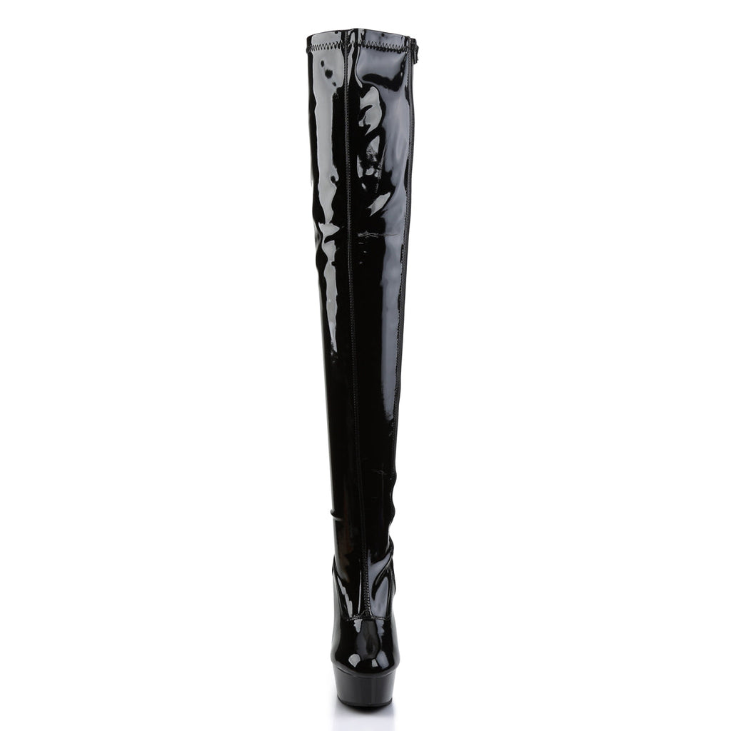Pleaser Women's Platform Shoes DELIGHT-3000 Blk Str Pat/Blk
