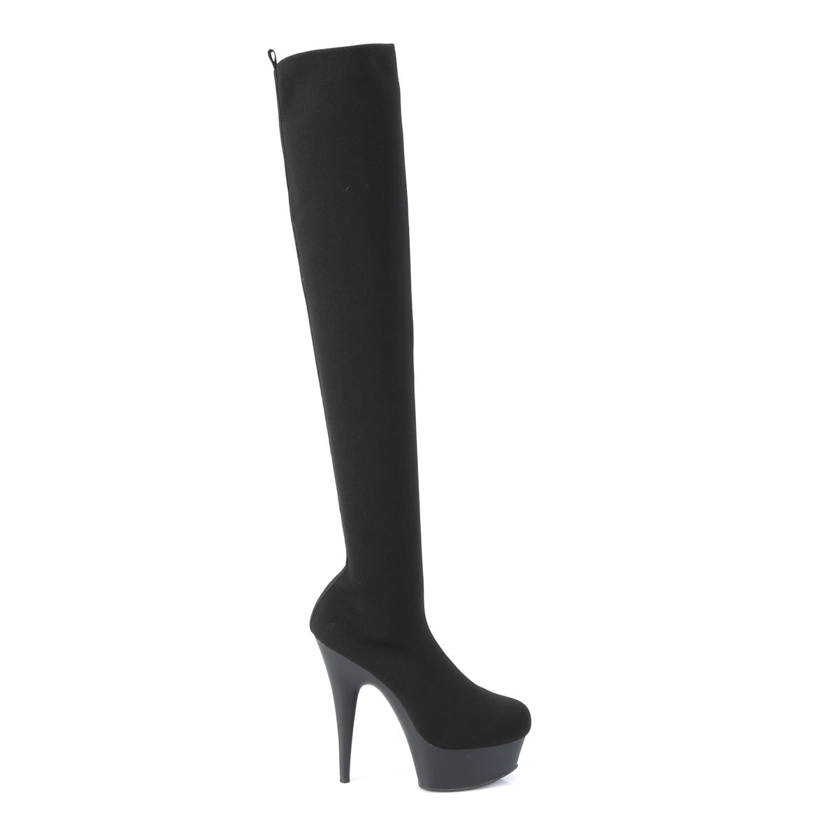 Pleaser Womens Boots DELIGHT-3002-1 Blk Stretch Knit Fabric/Blk Matte