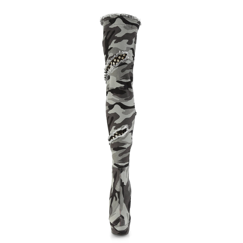 Pleaser Womens Boots DELIGHT-3005 Camo Str Fabric/Camo Str Fabric