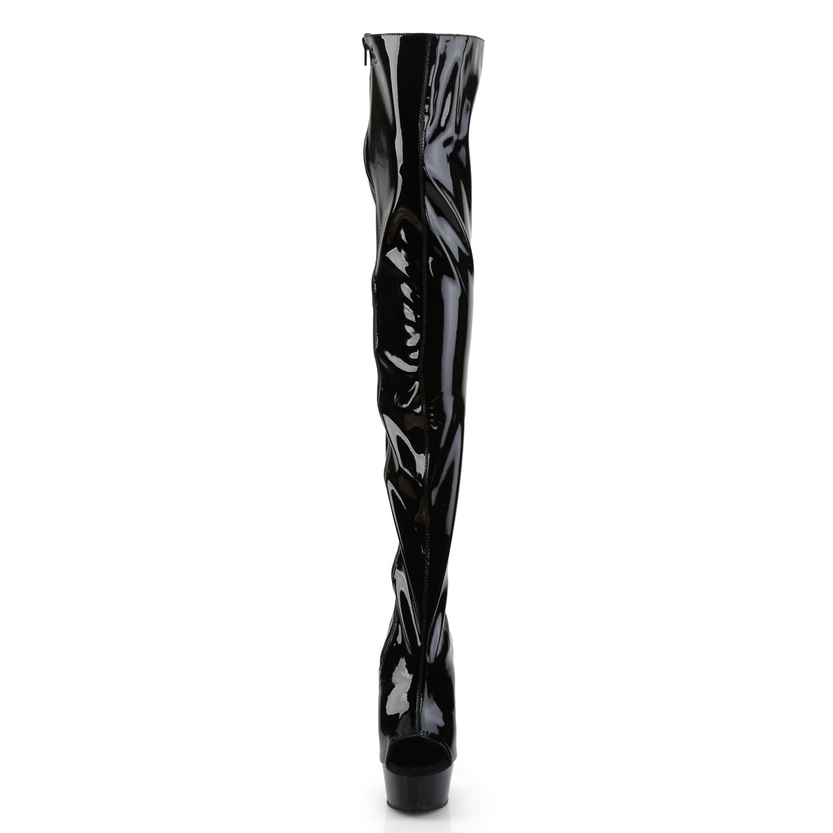 Pleaser Women's Platform Shoes DELIGHT-3017 Blk Str Pat/Blk